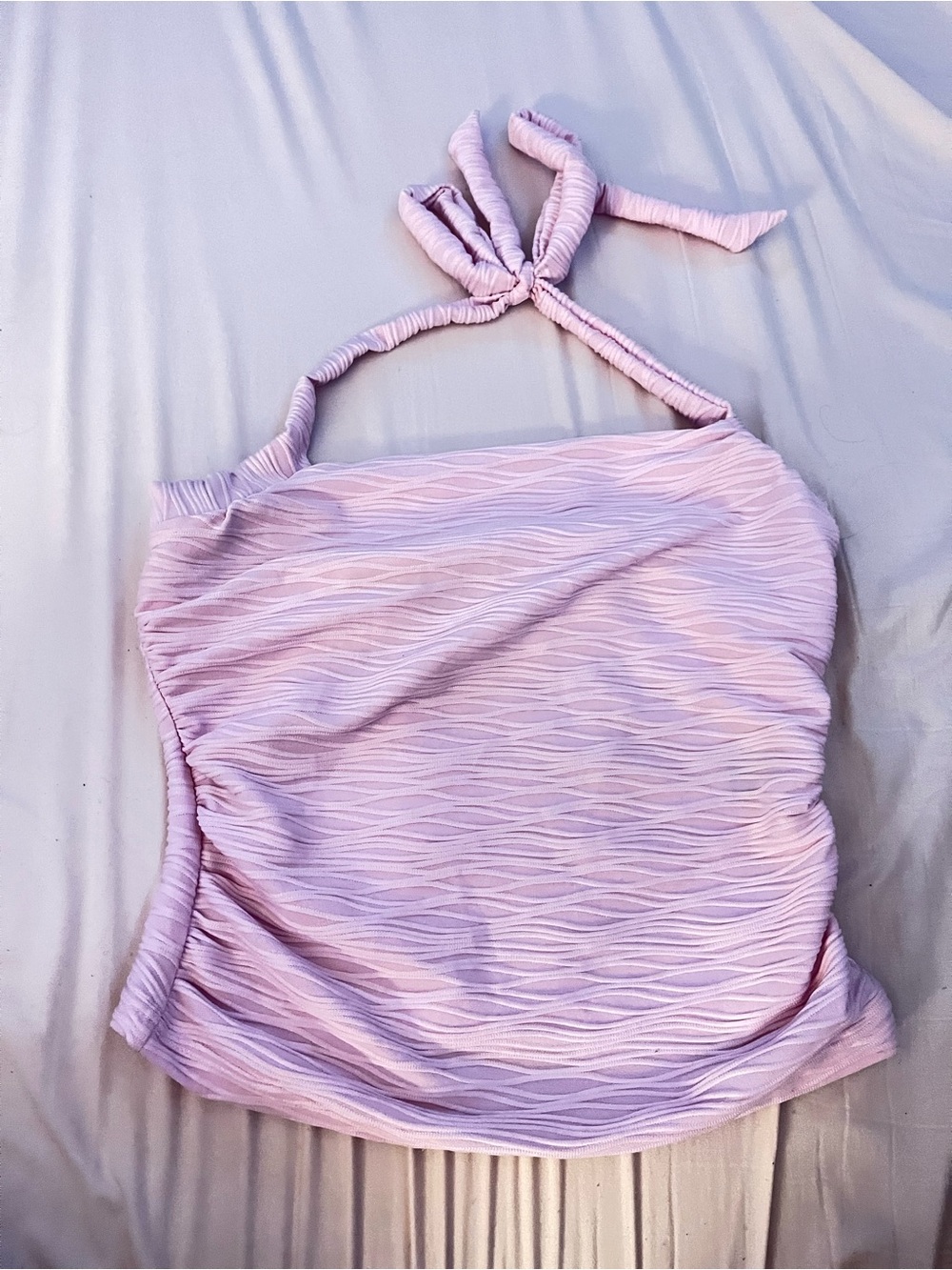 SHEIN Light Lilac Textured Halter Camisole